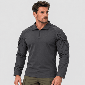TACVASEN Dark Grey Men's Tactical Military Long Sleeves Shirt