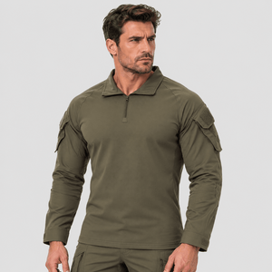 TACVASEN Army Green Men's Tactical Military Long Sleeves Shirt