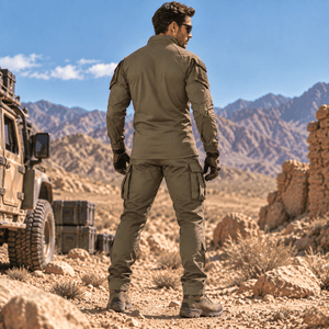TACVASEN Army Green Men's Tactical Military Long Sleeves Shirt