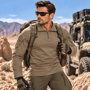 TACVASEN Dark Khaki Men's Tactical Military Long Sleeves Shirt