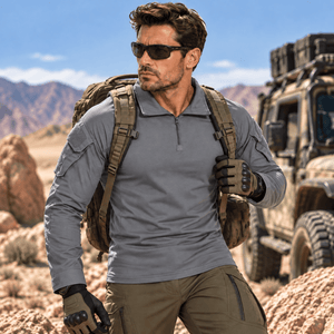 TACVASEN Light Grey Men's Tactical Military Long Sleeves Shirt