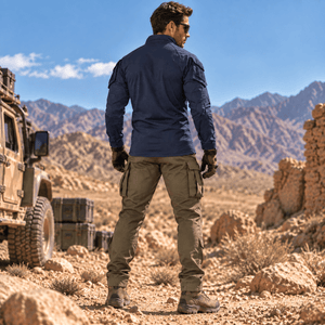 TACVASEN Navy Men's Tactical Military Long Sleeves Shirt