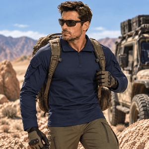 TACVASEN Navy Men's Tactical Military Long Sleeves Shirt
