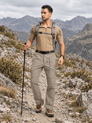 TACVASEN Khaki Men's Tactical Outdoor Ripstop Cargo Pants