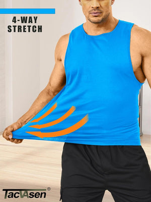 TACVASEN Azure Men's Tank Tops Cotton Sleeveless Wide-Armhole Shirt