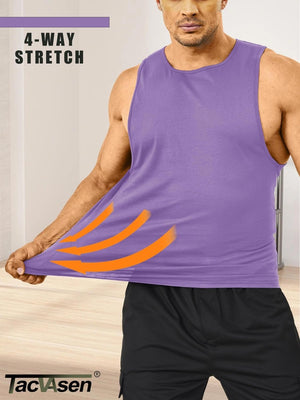 TACVASEN Light Purple Men's Tank Tops Cotton Sleeveless Wide-Armhole Shirt