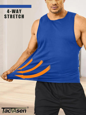 TACVASEN Bright Blue Men's Tank Tops Cotton Sleeveless Wide-Armhole Shirt