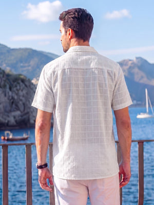 TACVASEN White Men's Textured Casual Button Down Short Sleeve