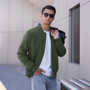 TACVASEN Army Green Thermal Quilted Waterproof Bomber Jacket