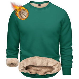 TACVASEN Emerald Green Men's Sherpa Lined Sweatshirt Warm Heavyweight Fleece Pullover