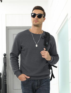 TACVASEN Grey Blue Men's Sherpa Lined Sweatshirt Warm Heavyweight Fleece Pullover