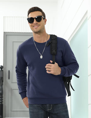 TACVASEN Navy Men's Sherpa Lined Sweatshirt Warm Heavyweight Fleece Pullover