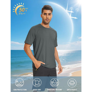 TACVASEN Blue Men's UPF 50+ Breathable Quick - Dry Outdoor Swim T-Shirt