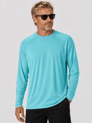 TACVASEN Water Blue Men's UPF 50+ Long Sleeve Quick Dry Sun Protection Shirt