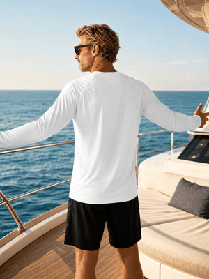 TACVASEN White Men's UPF 50+ Long Sleeve Quick Dry Sun Protection Shirt