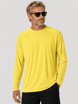 TACVASEN Yellow Men's UPF 50+ Long Sleeve Quick Dry Sun Protection Shirt