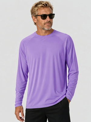TACVASEN Light Purple Men's UPF 50+ Long Sleeve Quick Dry Sun Protection Shirt