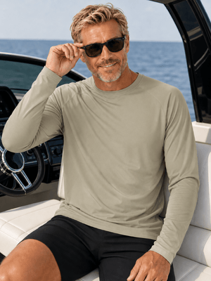 TACVASEN Dull Cyan Men's UPF 50+ Long Sleeve Quick Dry Sun Protection Shirt