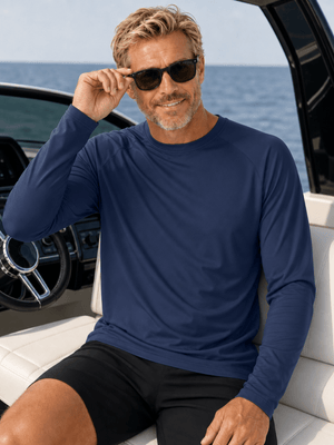 TACVASEN Navy Men's UPF 50+ Long Sleeve Quick Dry Sun Protection Shirt