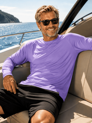 TACVASEN Light Purple Men's UPF 50+ Long Sleeve Quick Dry Sun Protection Shirt