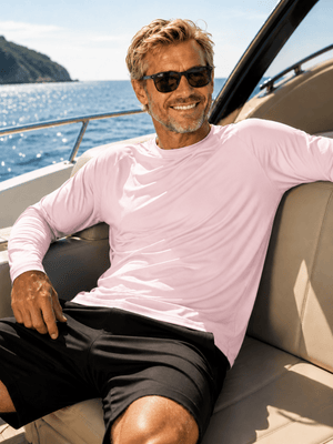 TACVASEN Light Pink Men's UPF 50+ Long Sleeve Quick Dry Sun Protection Shirt