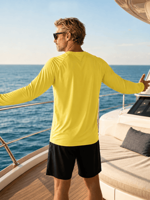 TACVASEN Yellow Men's UPF 50+ Long Sleeve Quick Dry Sun Protection Shirt