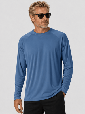 TACVASEN Blue Grey Men's UPF 50+ Long Sleeve Quick Dry Sun Protection Shirt