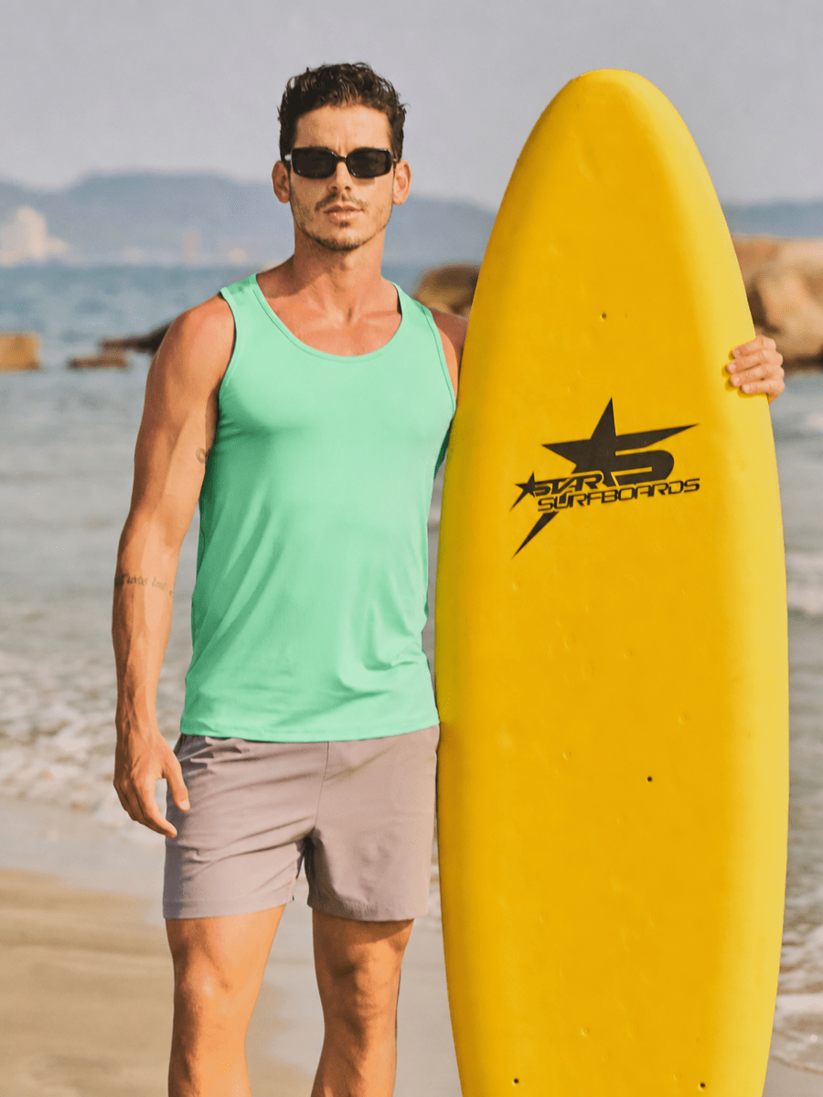 TACVASEN Mint Green Men's UPF 50+ Moisture Wicking Sports Vests