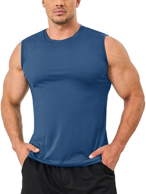 TACVASEN Blue Grey Men's UPF 50+ Quick Dry Sleeveless Shirts