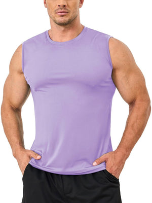 TACVASEN Light Purple Men's UPF 50+ Quick Dry Sleeveless Shirts