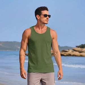 TACVASEN Army Green Men's UPF 50+ Quick Dry Workout & Gym Tank Top