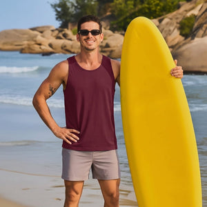 TACVASEN Wine Red Men's UPF 50+ Quick Dry Workout & Gym Tank Top