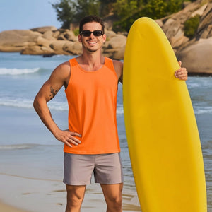 TACVASEN Orange Men's UPF 50+ Quick Dry Workout & Gym Tank Top