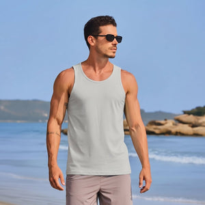 TACVASEN Light Gray Men's UPF 50+ Quick Dry Workout & Gym Tank Top