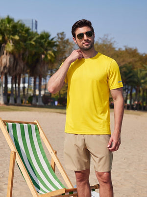 TACVASEN Yellow Men's UPF 50+ Quick-Drying Functional Sports Shirt
