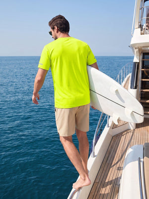 TACVASEN Fluorescent Green Men's UPF 50+ Quick-Drying Functional Sports Shirt