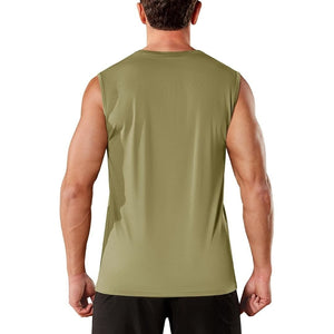 TACVASEN Cyan Men's Sleeveless Shirt Quick Dry UPF 50+ Gym Tank Top