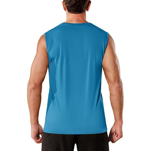TACVASEN Blue Green Men's Sleeveless Shirt Quick Dry UPF 50+ Gym Tank Top