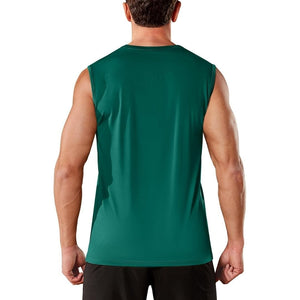 TACVASEN Emerald Green Men's Sleeveless Shirt Quick Dry UPF 50+ Gym Tank Top