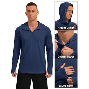 TACVASEN Sky Blue Quarter Zip UPF 50+ Sun Protection Hoodie Shirts