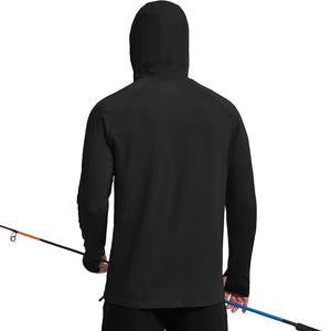 TACVASEN Black Quarter Zip UPF 50+ Sun Protection Hoodie Shirts