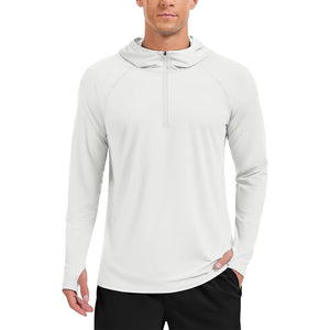 TACVASEN White Quarter Zip UPF 50+ Sun Protection Hoodie Shirts