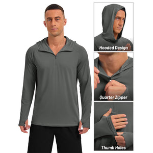 TACVASEN Sky Blue Quarter Zip UPF 50+ Sun Protection Hoodie Shirts