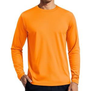TACVASEN Orange Men's UPF 80+ Sun Shirt Quick Dry Long Sleeve Rashguard