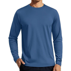 TACVASEN Blue Grey Men's UPF 80+ Sun Shirt Quick Dry Long Sleeve Rashguard