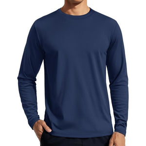TACVASEN Navy Men's UPF 80+ Sun Shirt Quick Dry Long Sleeve Rashguard