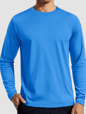 TACVASEN Azure Men's UPF 80+ Sun Shirt Quick Dry Long Sleeve Shirts