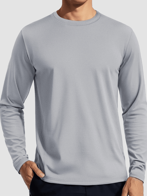 TACVASEN Light Grey Men's UPF 80+ Sun Shirt Quick Dry Long Sleeve Shirts