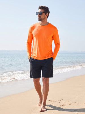 TACVASEN Orange Men's UPF 80+ Sun Shirt Quick Dry Long Sleeve Shirts