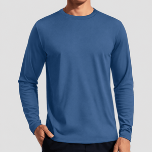 TACVASEN Blue Grey Men's UPF 80+ Sun Shirt Quick Dry Long Sleeve Shirts